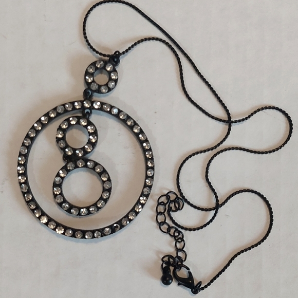 Necklace Black Rhinestone Circle - Picture 1 of 3
